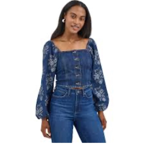 Wrangler Blue Floral Crop Top - Picture 2 of 6
